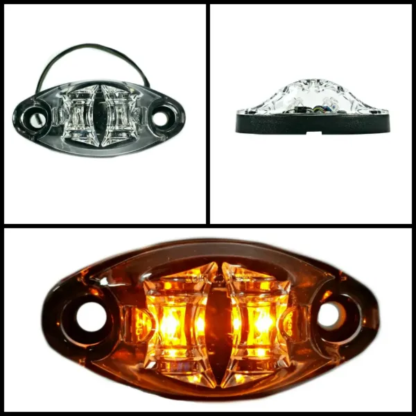 Dragon Eyes™ 7.5mm Amber LED Marker Light – 2 Diodes, Clear Lens, 1-Wire