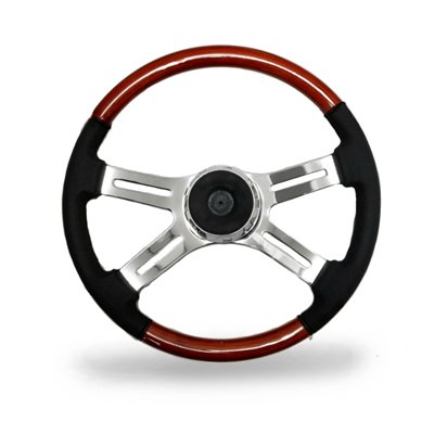 STEERING WHEEL, 4 SPOKE W / LEATHER, 18"